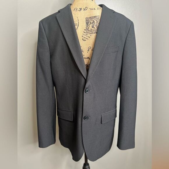 Perry Ellis slim fit pindot black suit jacket size 40 regular stretch knit - Picture 3 of 14